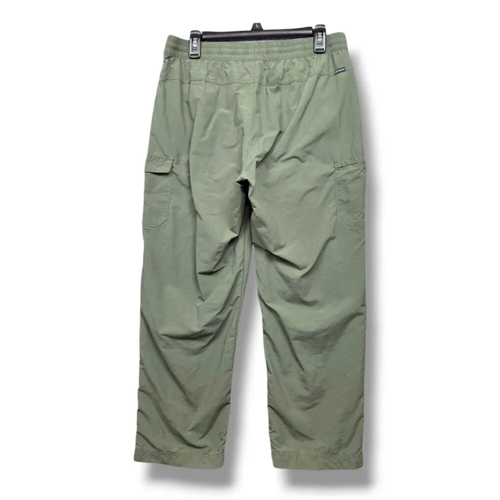 Columbia Windbreaker Cargo Pants Womens Large Cropped Hiking Green - Picture 7 of 12